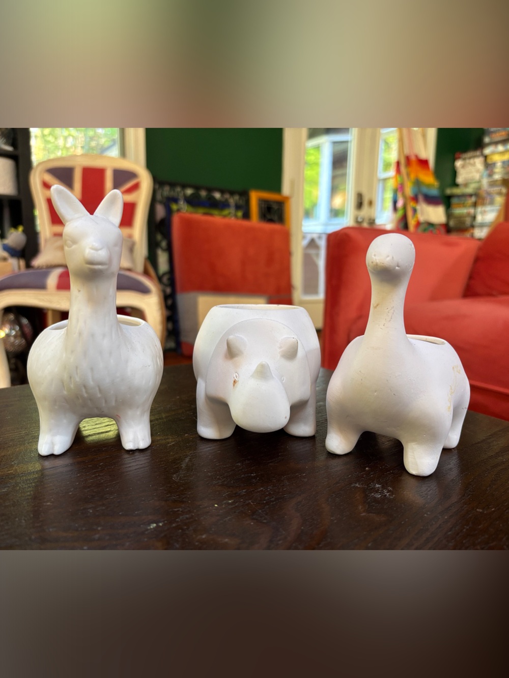 Unbranded White Ceramic Animal Planter Trio